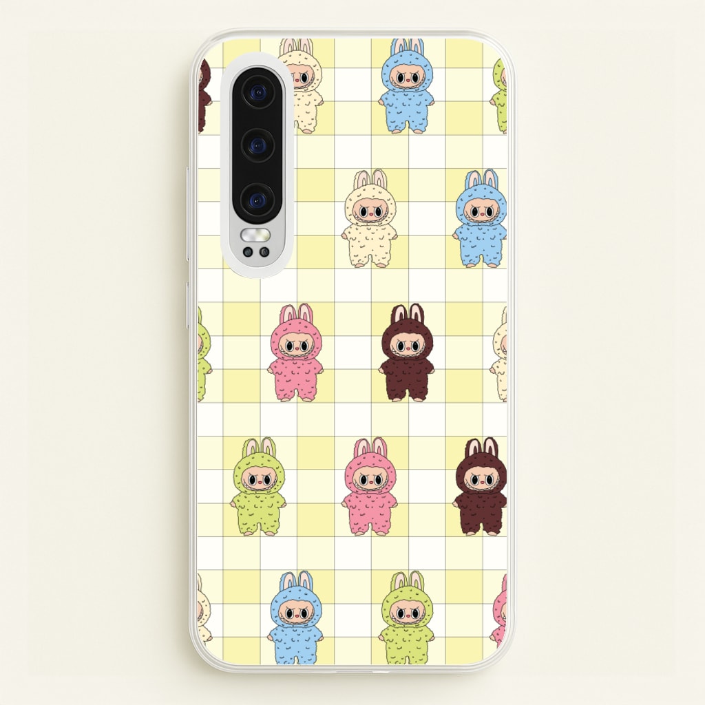 Cute Colourful Monsters Checkered Pattern - Plushy Phone Case for Huawei P30