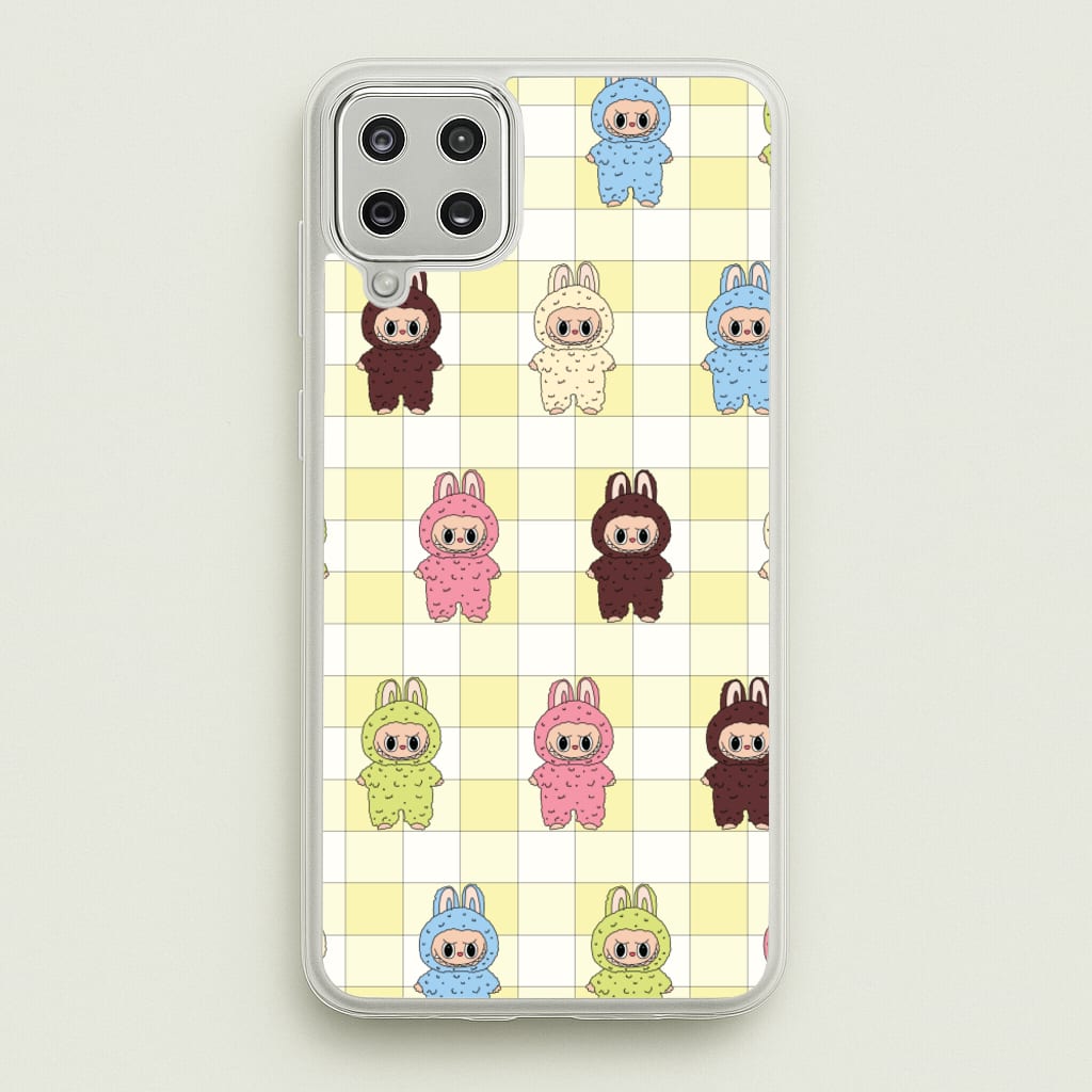 Cute Colourful Monsters Checkered Pattern - Plushy Phone Case for Galaxy A12