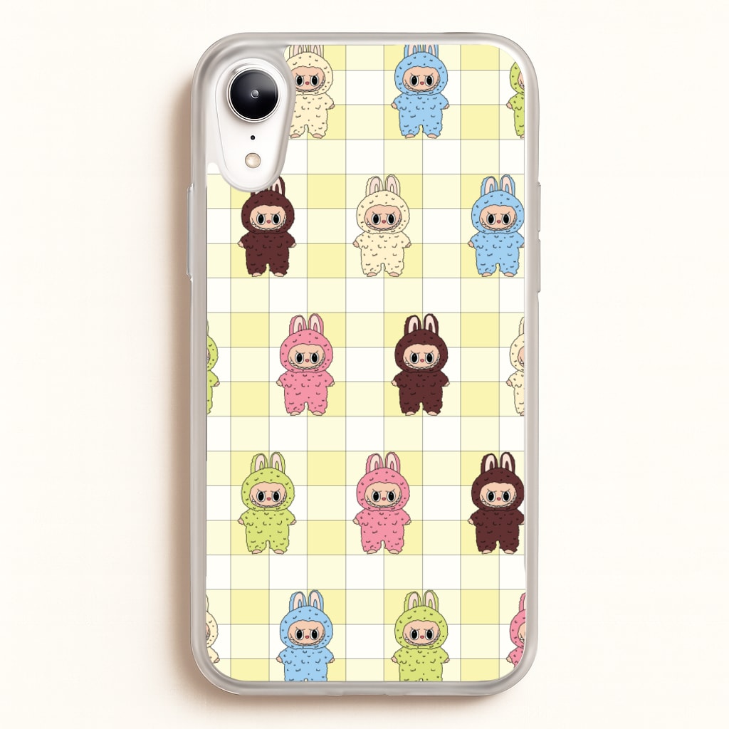 Cute Colourful Monsters Checkered Pattern - Plushy Phone Case for iPhone XR