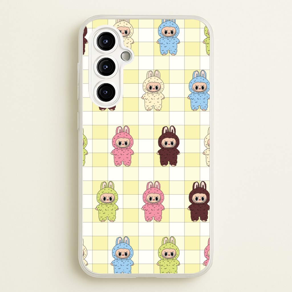 Cute Colourful Monsters Checkered Pattern - Plushy Phone Case for Galaxy A54