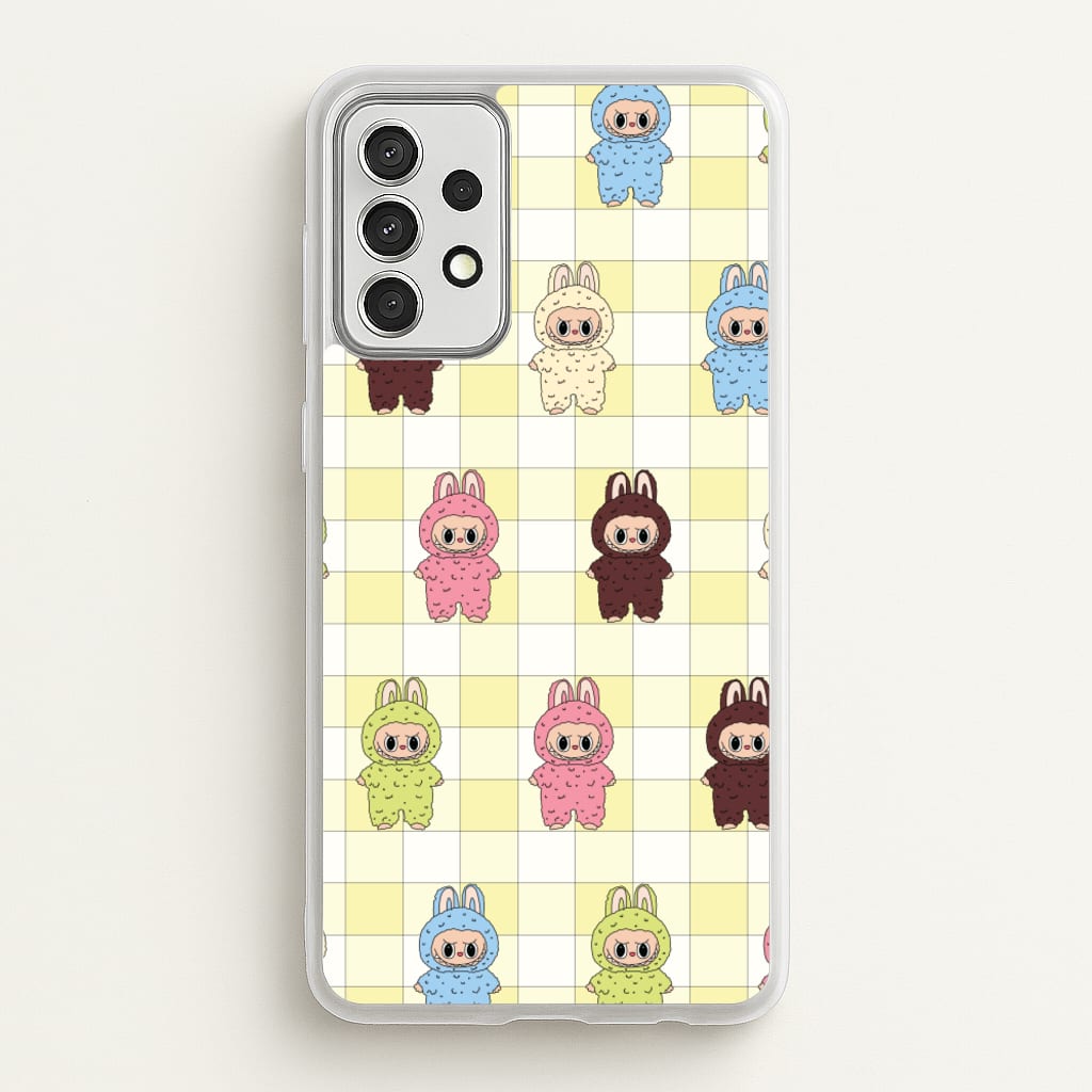 Cute Colourful Monsters Checkered Pattern - Plushy Phone Case for Galaxy A52 / A52s