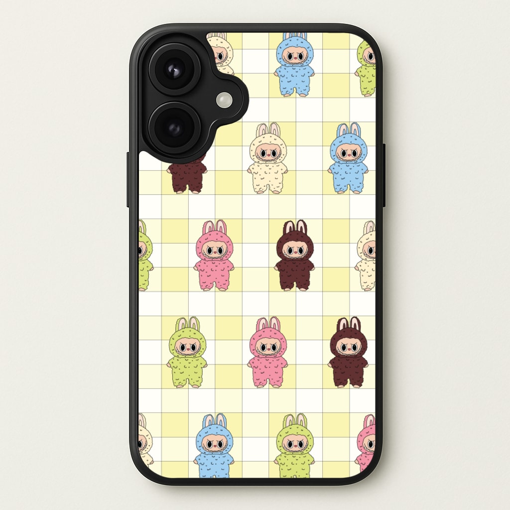 Cute Colourful Monsters Checkered Pattern Phone Case for iPhone 17