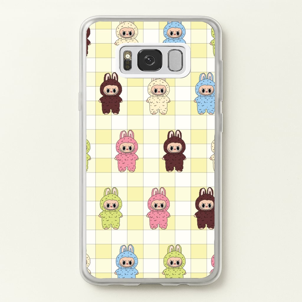 Cute Colourful Monsters Checkered Pattern - Plushy Phone Case for Galaxy S8