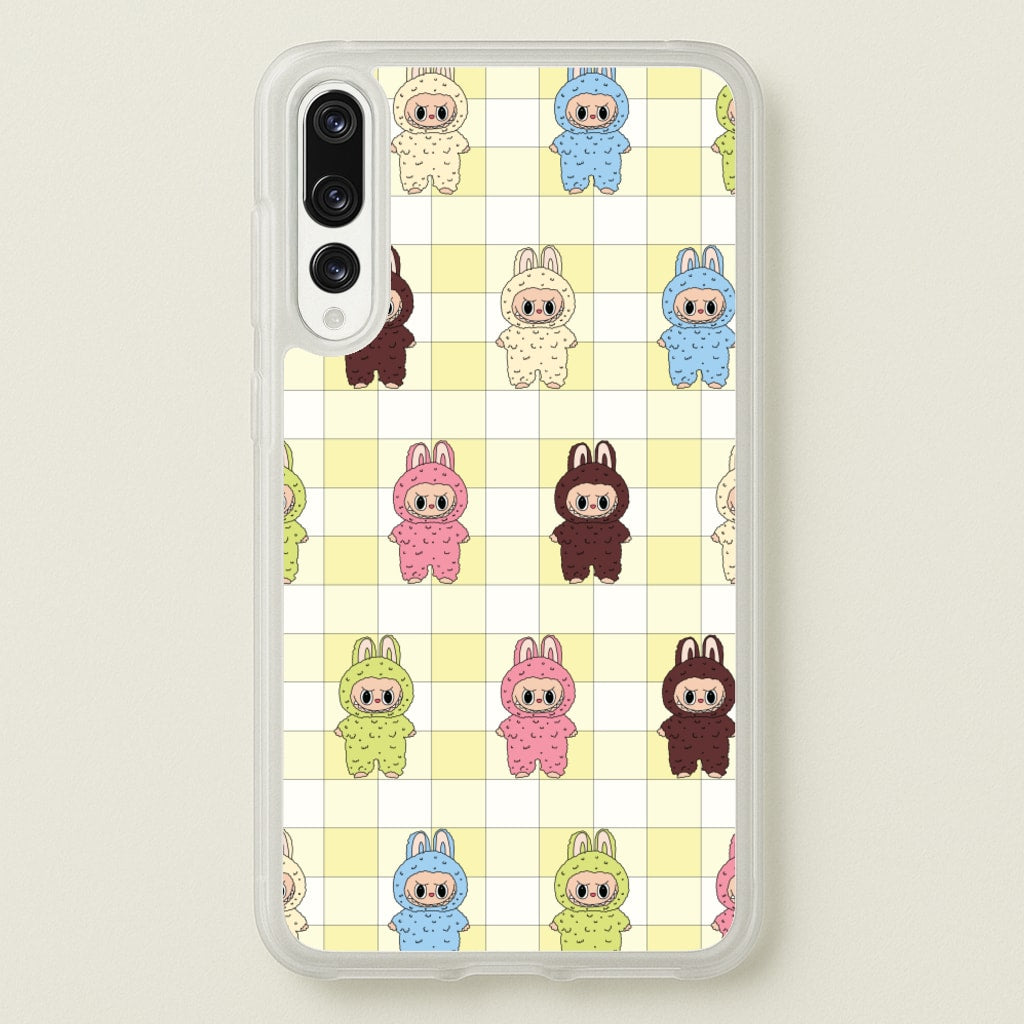 Cute Colourful Monsters Checkered Pattern - Plushy Phone Case for Huawei P20 Pro