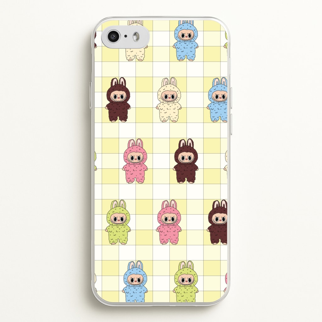 Cute Colourful Monsters Checkered Pattern - Plushy Phone Case for iPhone 5 / 5s / SE 2016