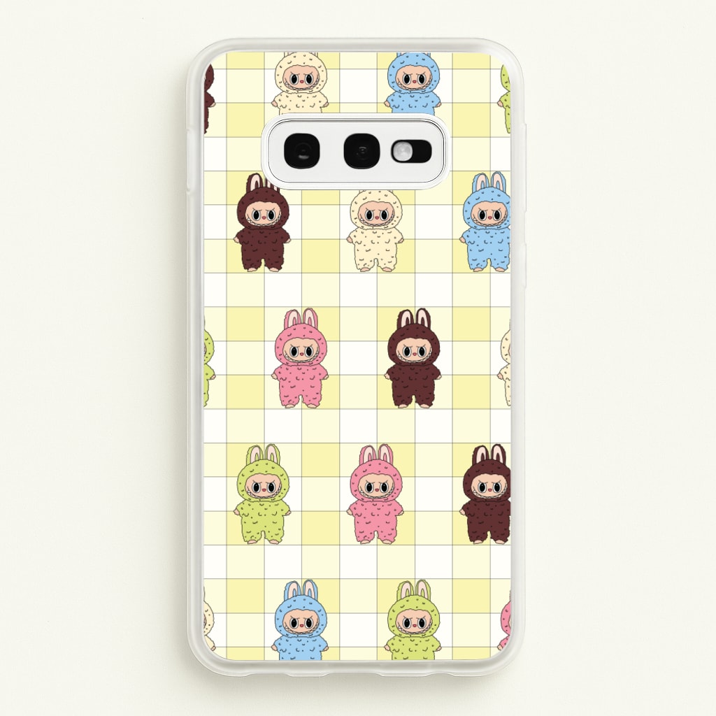 Cute Colourful Monsters Checkered Pattern - Plushy Phone Case for Galaxy S10e