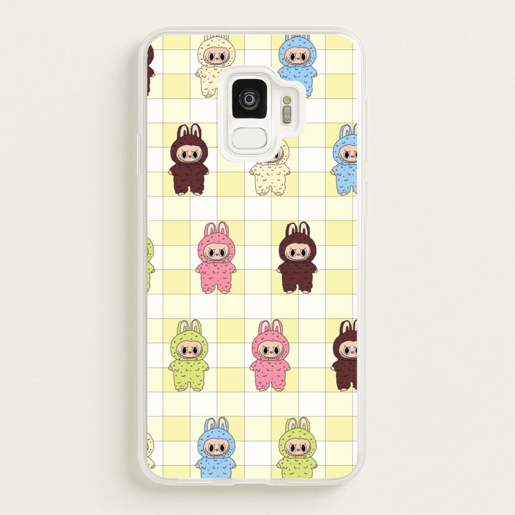 Cute Colourful Monsters Checkered Pattern - Plushy Phone Case for Galaxy S9