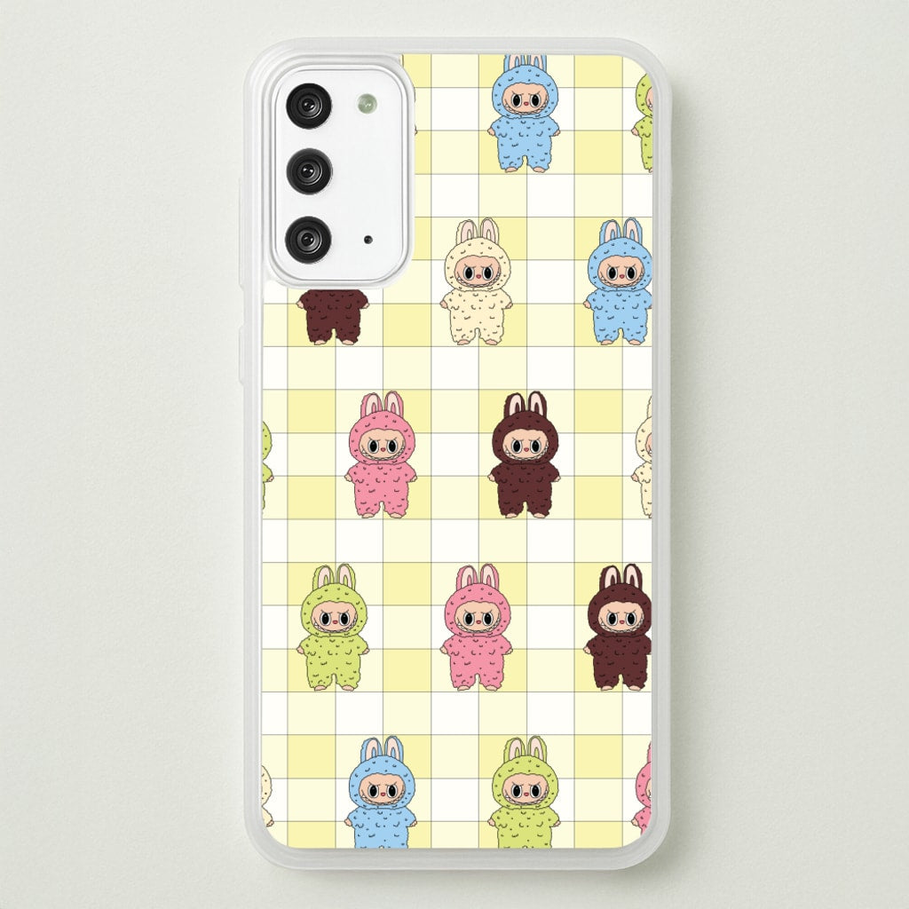 Cute Colourful Monsters Checkered Pattern - Plushy Phone Case for Galaxy Note 20