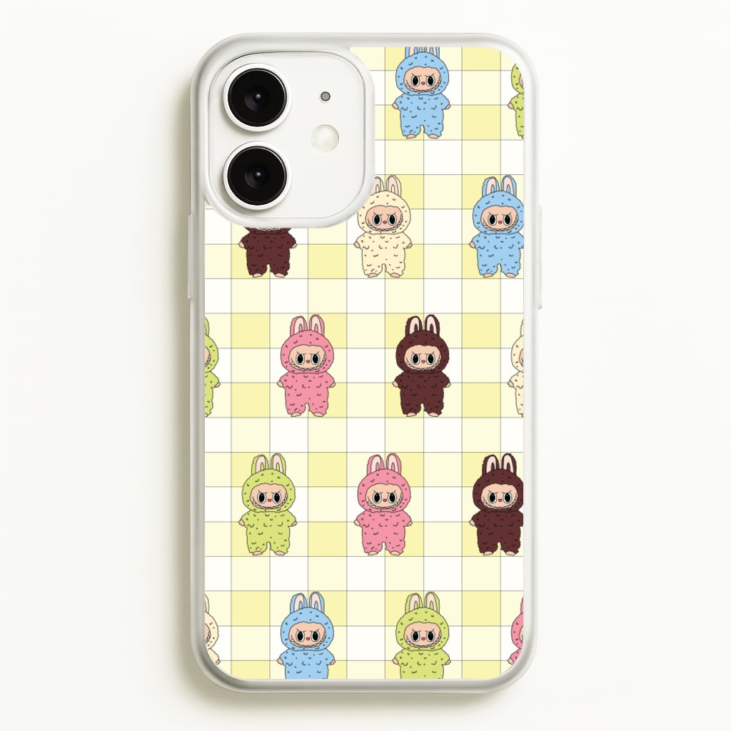 Cute Colourful Monsters Checkered Pattern - Plushy Phone Case for iPhone 11