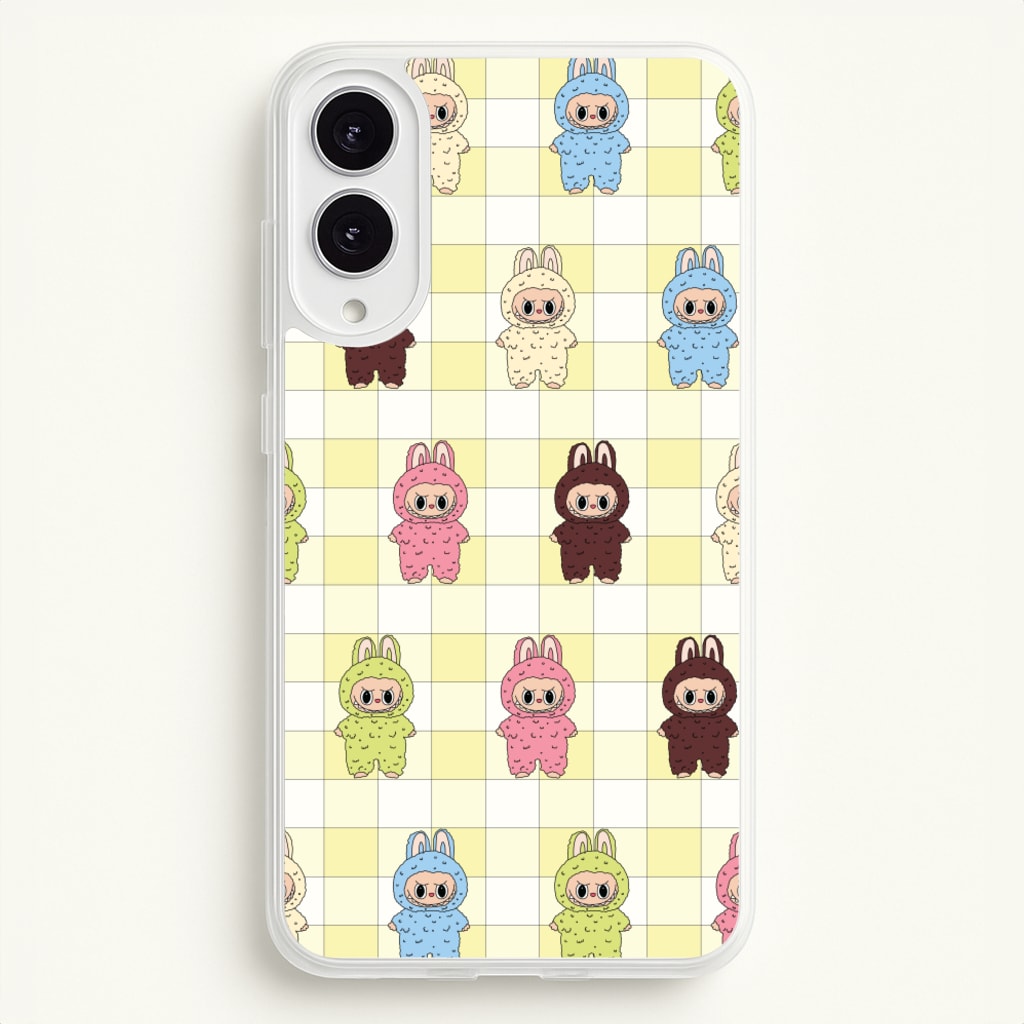 Cute Colourful Monsters Checkered Pattern - Plushy Phone Case for Galaxy S25 Edge