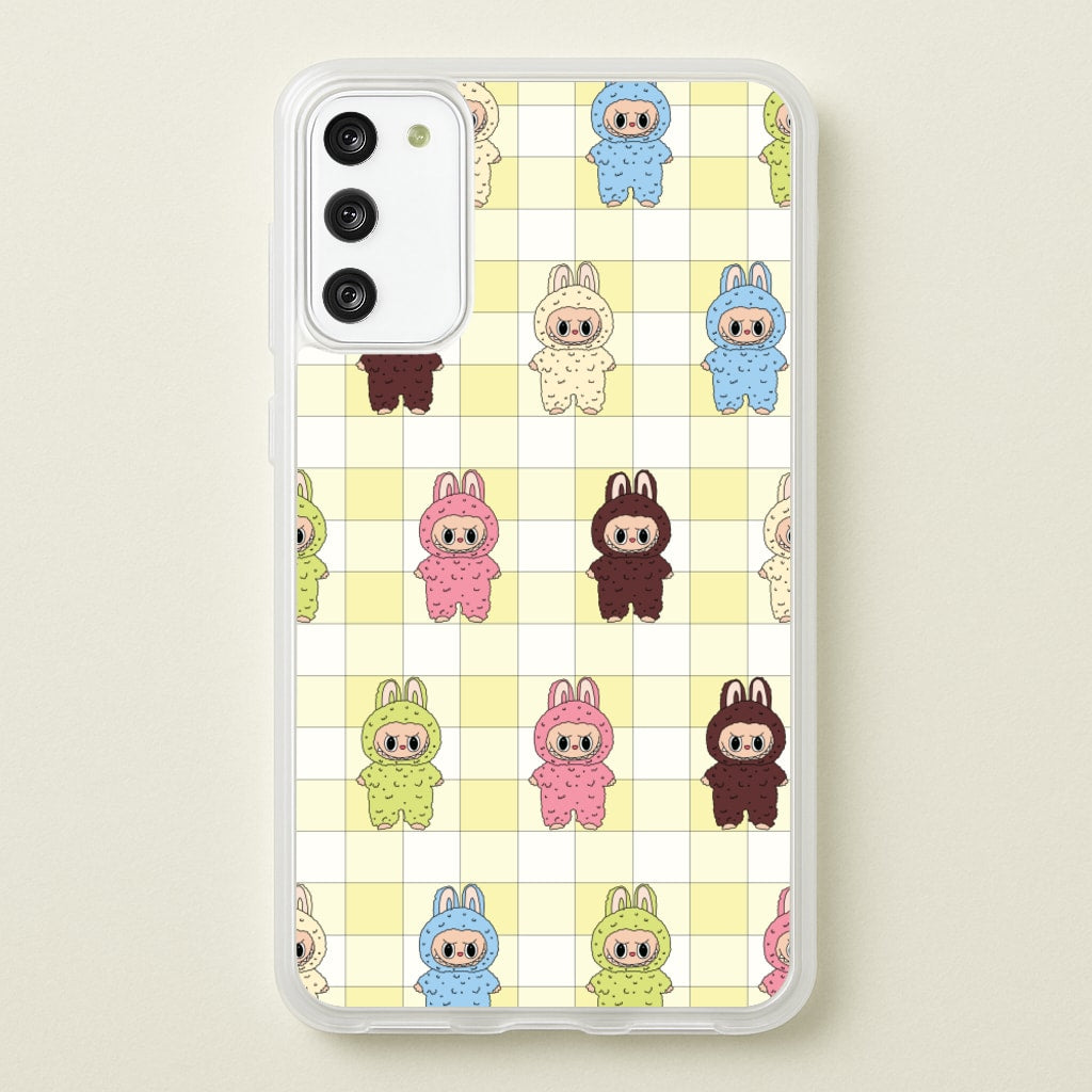 Cute Colourful Monsters Checkered Pattern - Plushy Phone Case for Galaxy S20