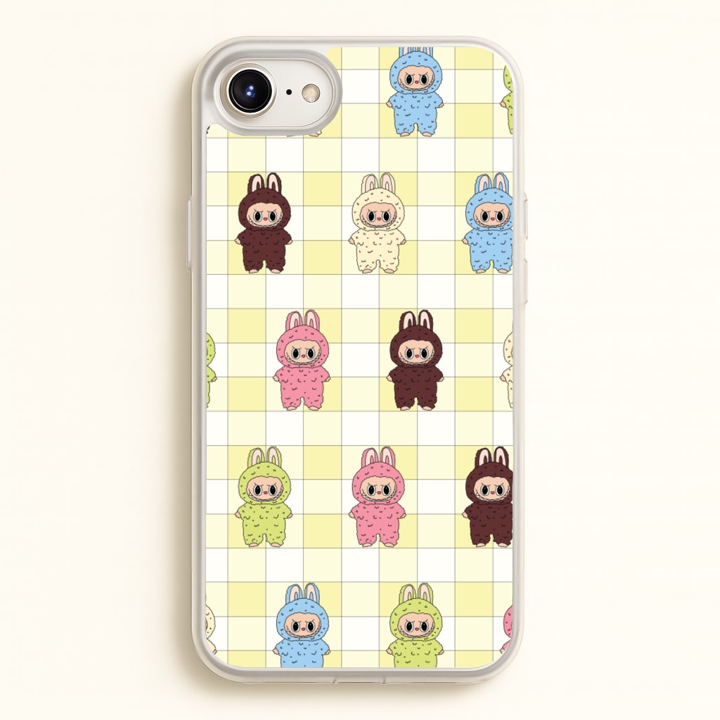Cute Colourful Monsters Checkered Pattern - Plushy Phone Case for iPhone 6 / 7 / 8 / SE