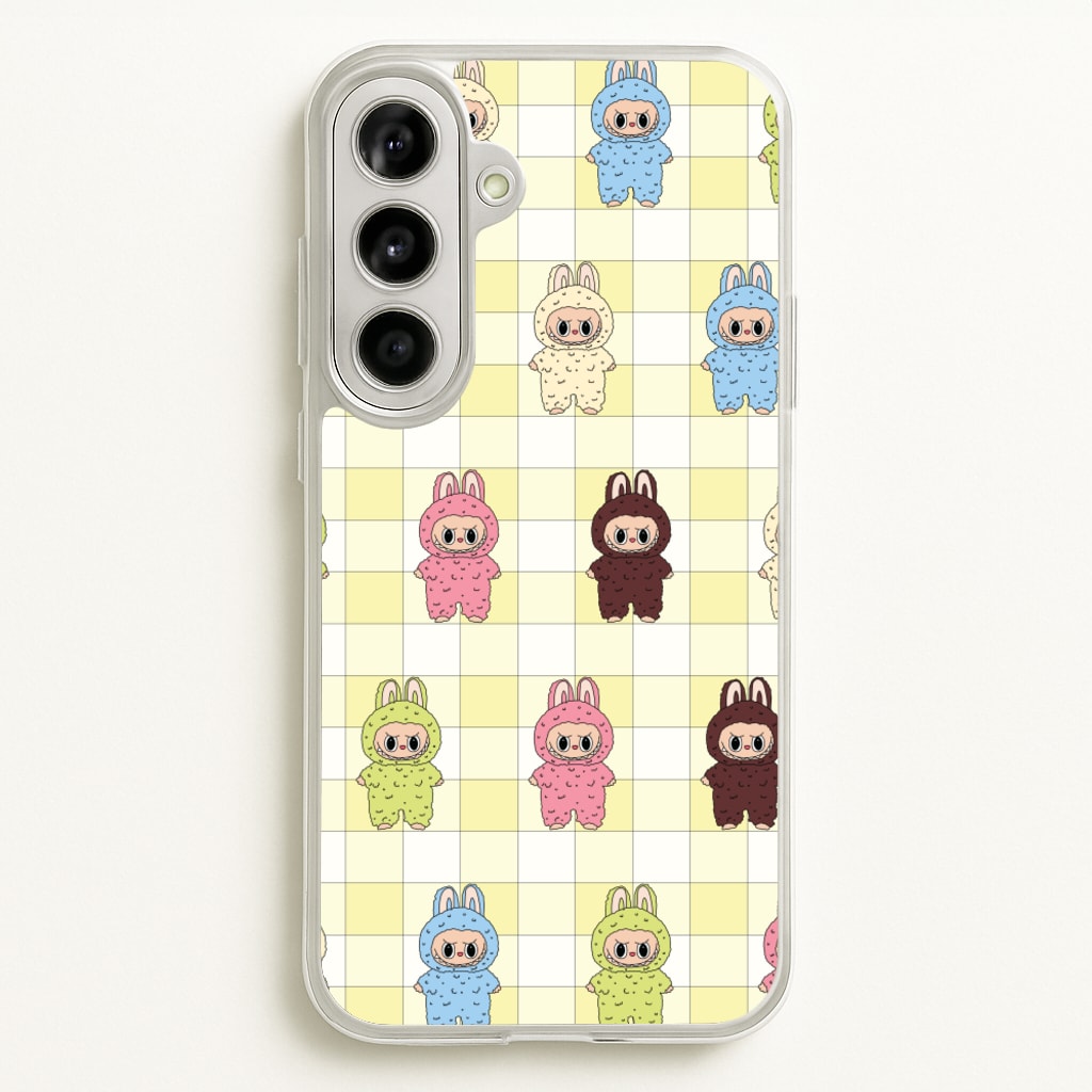 Cute Colourful Monsters Checkered Pattern - Plushy Phone Case for Galaxy A56