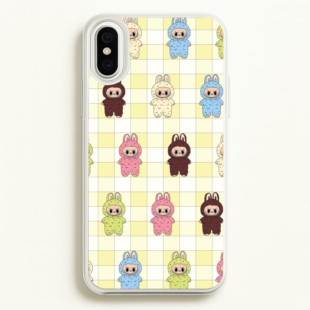 Cute Colourful Monsters Checkered Pattern - Plushy Phone Case for iPhone XS Max