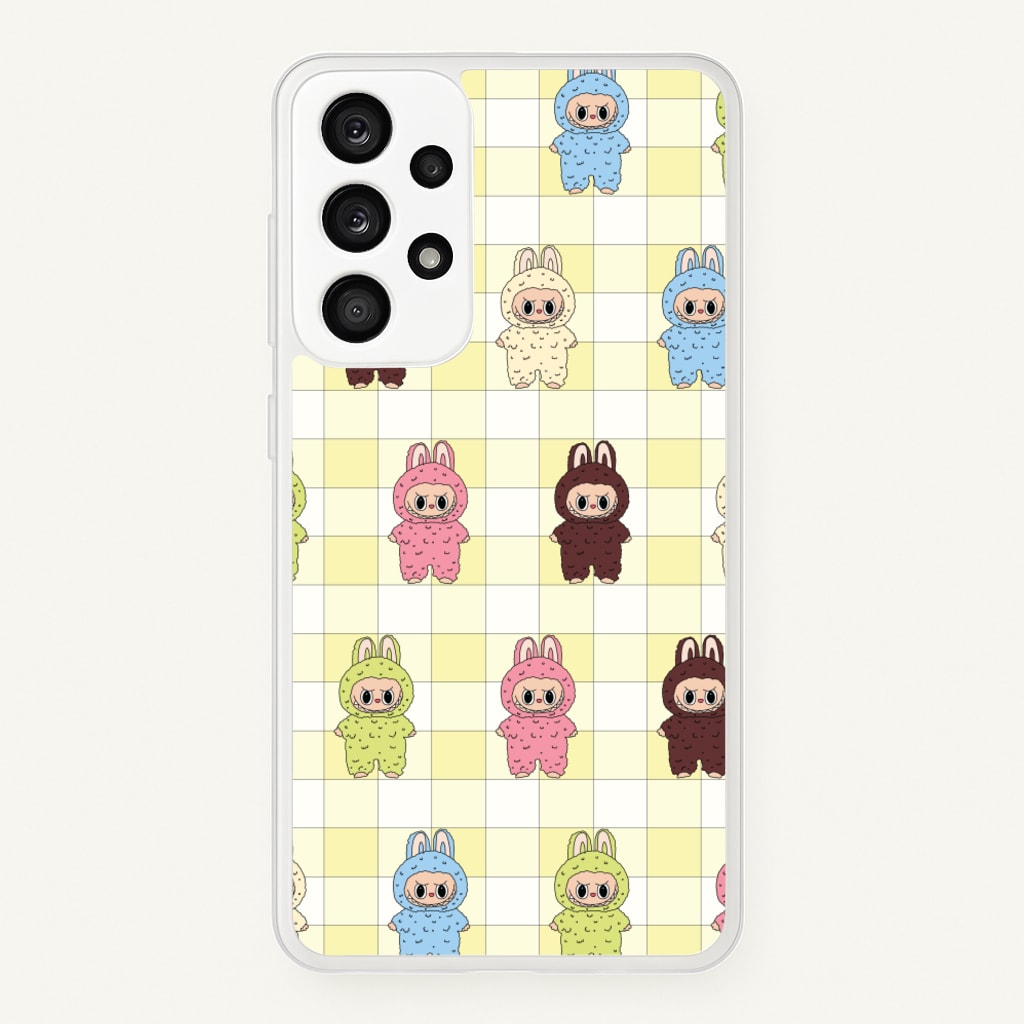 Cute Colourful Monsters Checkered Pattern - Plushy Phone Case for Galaxy A33