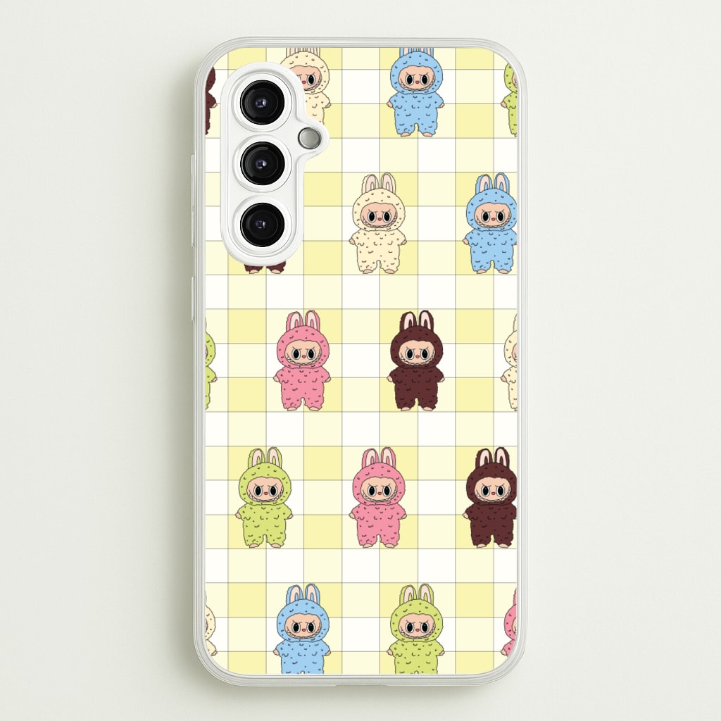 Cute Colourful Monsters Checkered Pattern - Plushy Phone Case for Galaxy A14