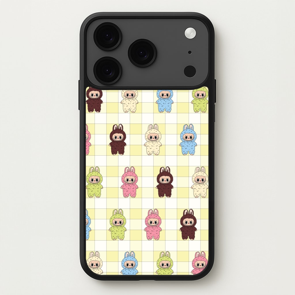 Cute Colourful Monsters Checkered Pattern Phone Case for iPhone 17 Pro
