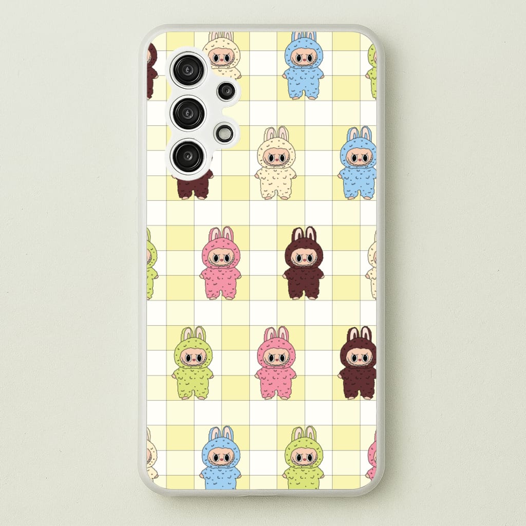 Cute Colourful Monsters Checkered Pattern - Plushy Phone Case for Galaxy A13