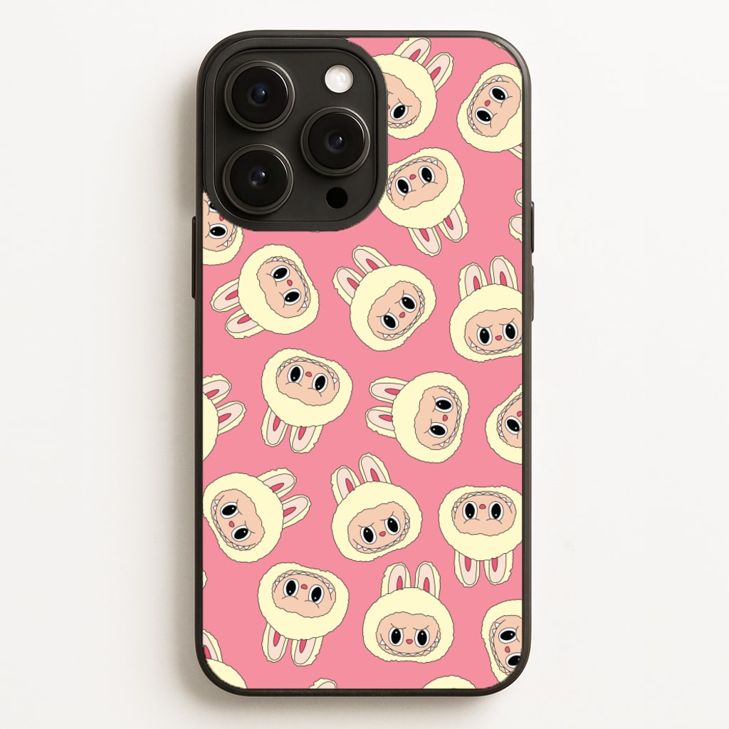 Cute Cream Monster Face Pattern - Plushy Phone Case for iPhone 16 Pro Max