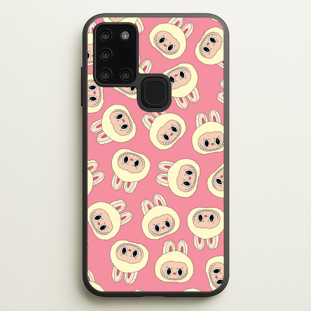 Cute Cream Monster Face Pattern - Plushy Phone Case for Galaxy A21s