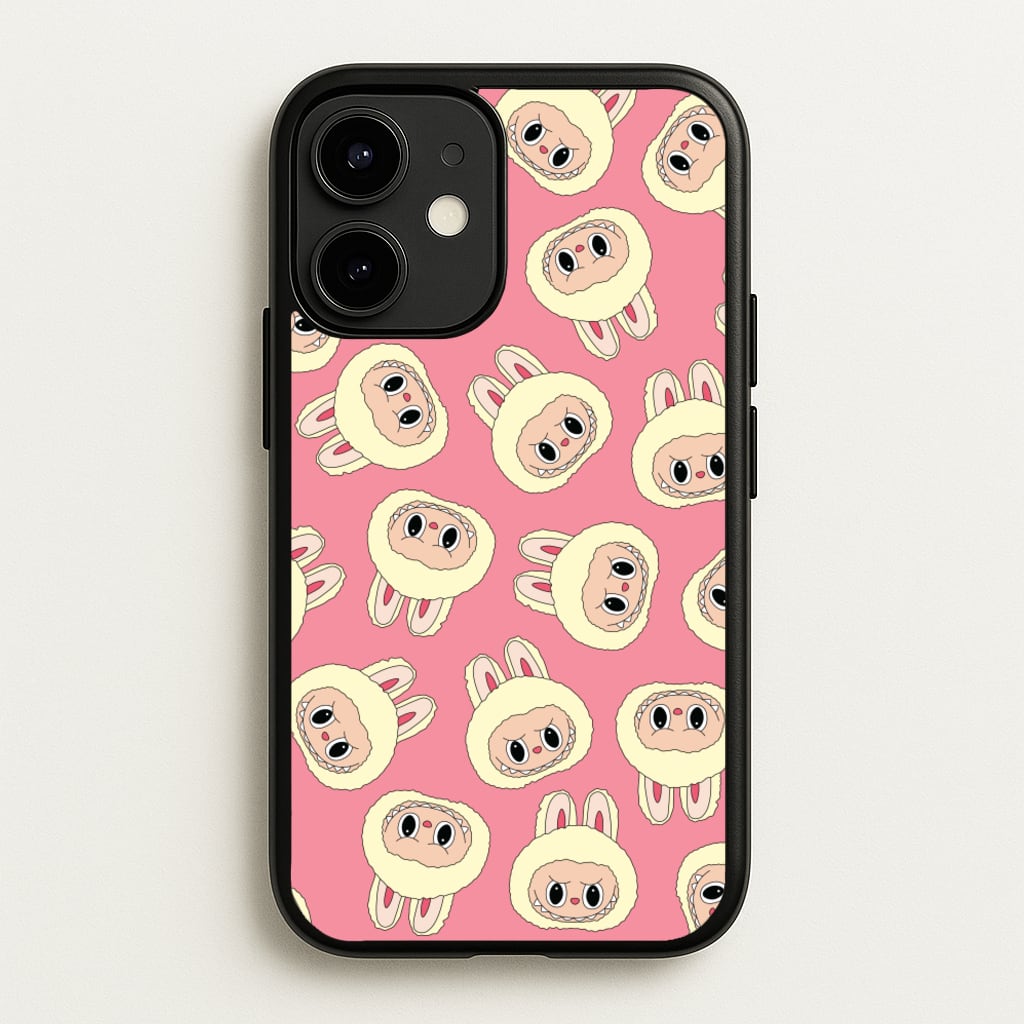 Cute Cream Monster Face Pattern - Plushy Phone Case for iPhone 12 / 12 Pro