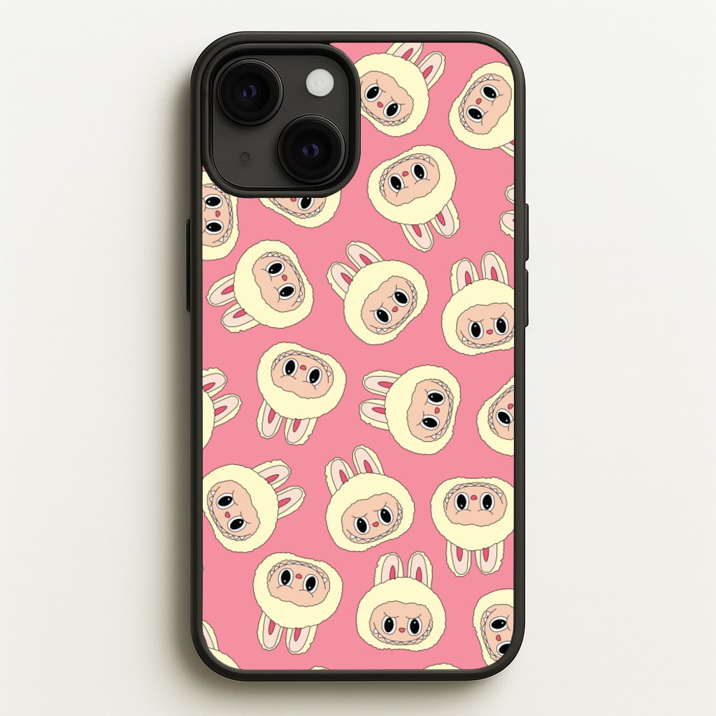 Cute Cream Monster Face Pattern - Plushy Phone Case for iPhone 13 Mini