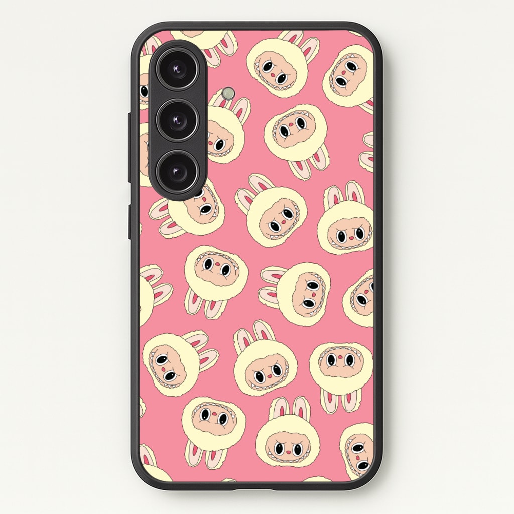 Cute Cream Monster Face Pattern - Plushy Phone Case for Galaxy S24FE