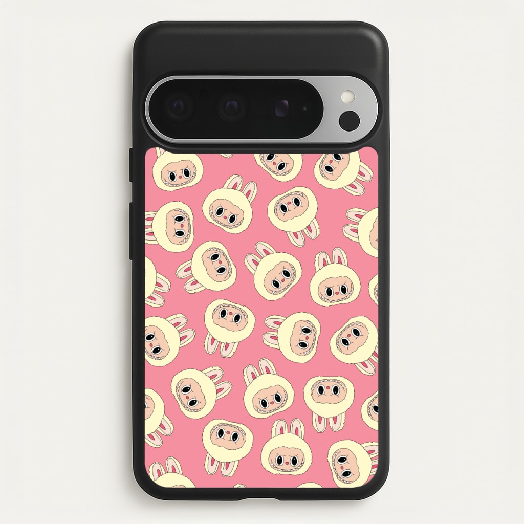 Cute Cream Monster Face Pattern - Plushy Phone Case for Google Pixel 9 Pro XL