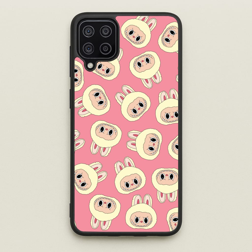Cute Cream Monster Face Pattern - Plushy Phone Case for Galaxy A12