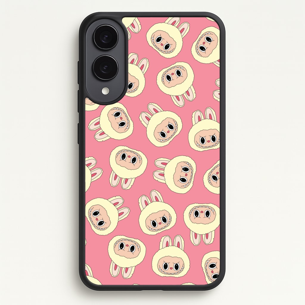Cute Cream Monster Face Pattern - Plushy Phone Case for Galaxy S25 Edge
