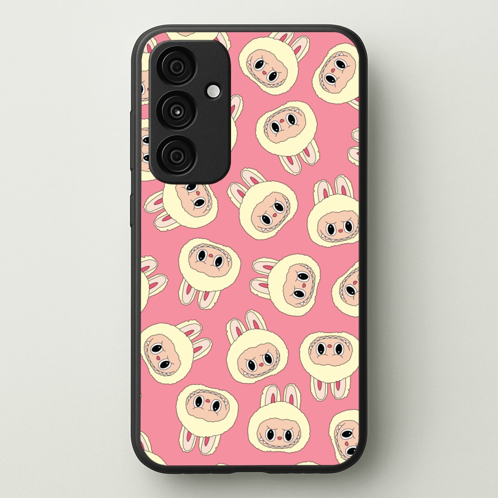 Cute Cream Monster Face Pattern - Plushy Phone Case for Galaxy A35