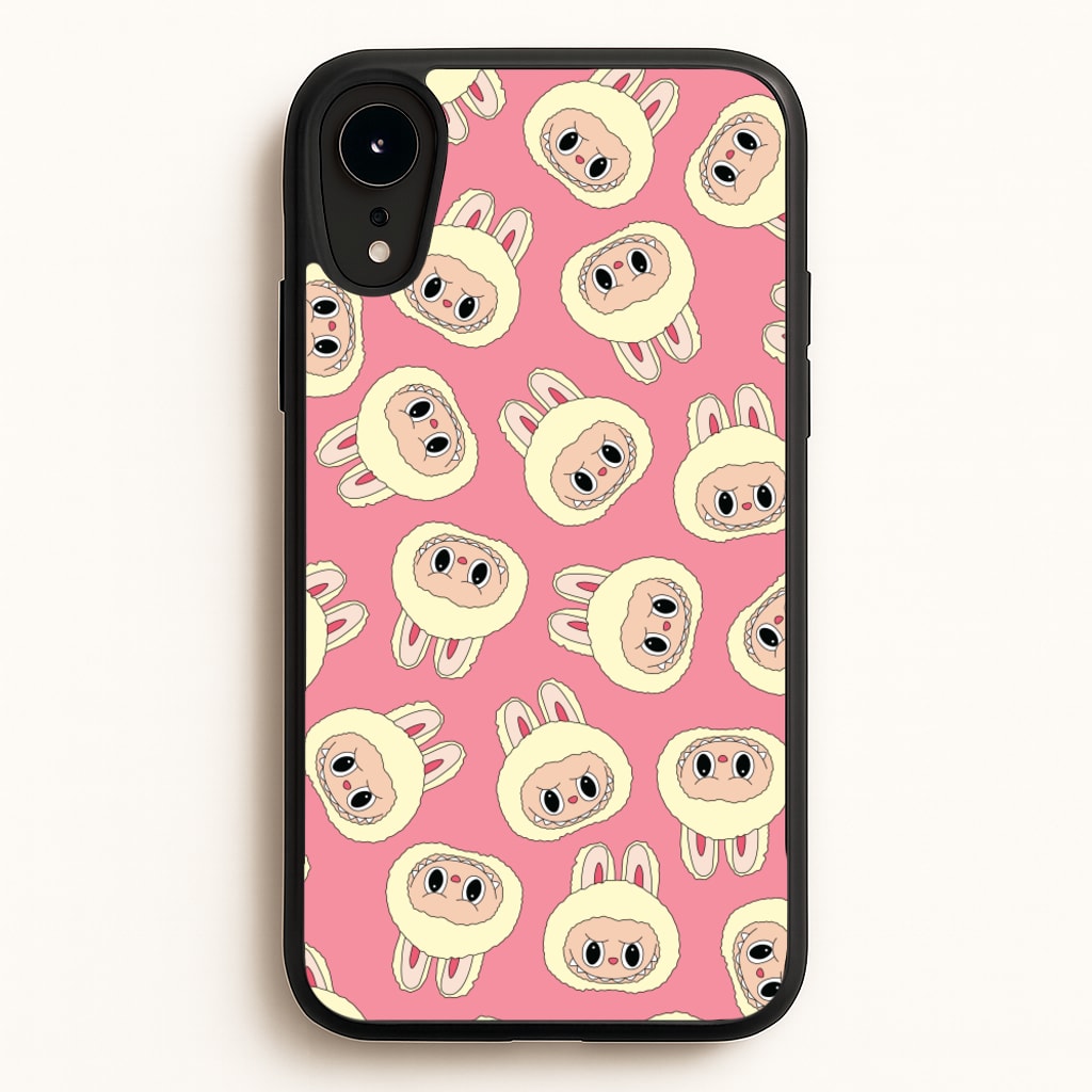 Cute Cream Monster Face Pattern - Plushy Phone Case for iPhone XR