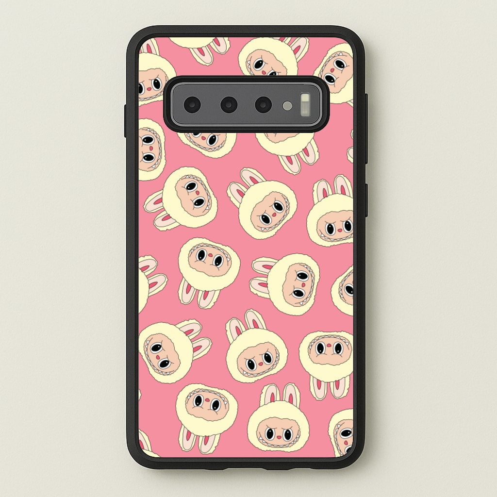 Cute Cream Monster Face Pattern - Plushy Phone Case for Galaxy S10 Plus