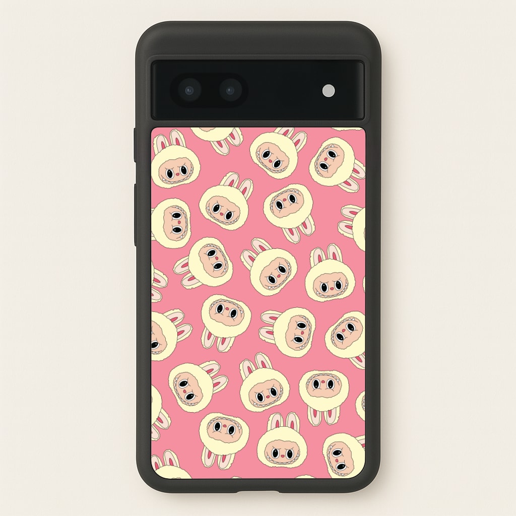 Cute Cream Monster Face Pattern - Plushy Phone Case for Google Pixel 6a
