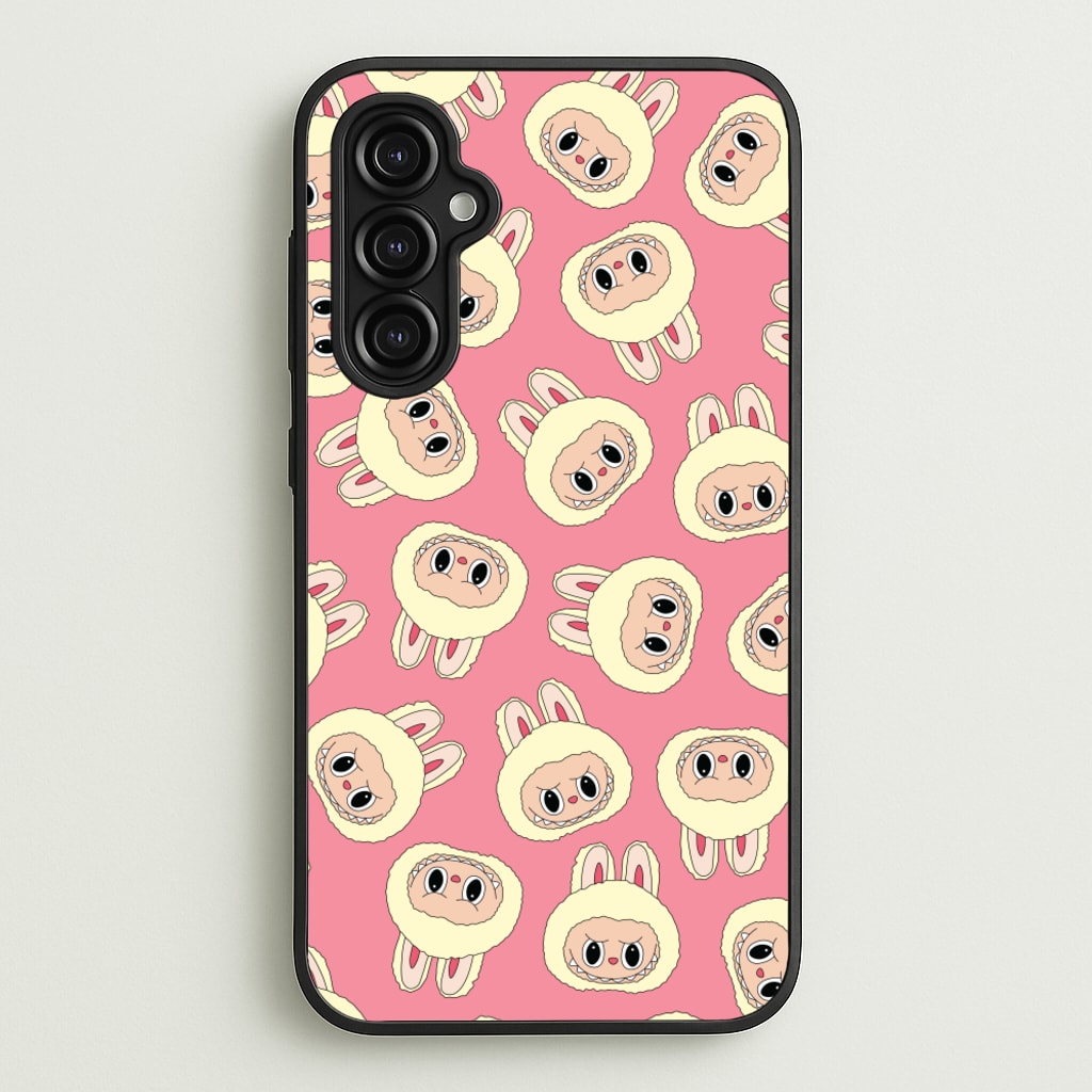 Cute Cream Monster Face Pattern - Plushy Phone Case for Galaxy A14