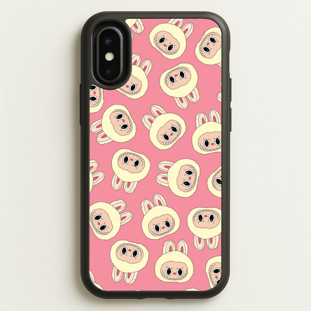 Cute Cream Monster Face Pattern - Plushy Phone Case for iPhone X / XS