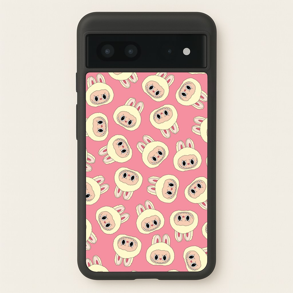 Cute Cream Monster Face Pattern - Plushy Phone Case for Google Pixel 7
