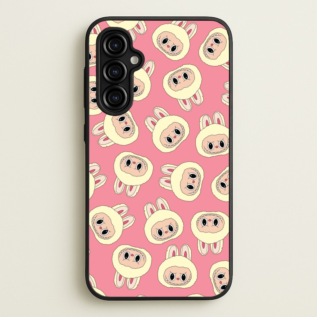 Cute Cream Monster Face Pattern - Plushy Phone Case for Galaxy A54
