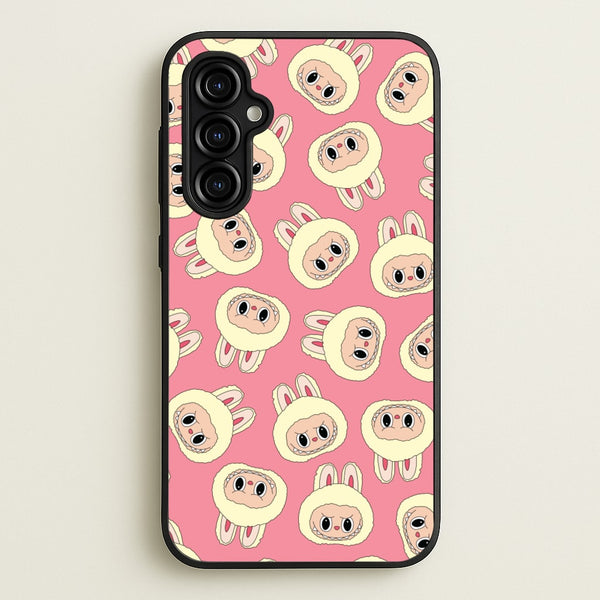 Cute Cream Monster Face Pattern - Plushy Phone Case for Galaxy A54