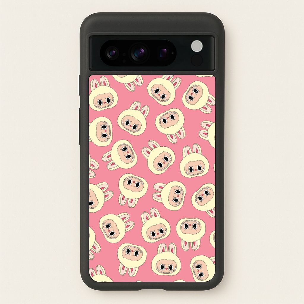 Cute Cream Monster Face Pattern - Plushy Phone Case for Google Pixel 8 Pro