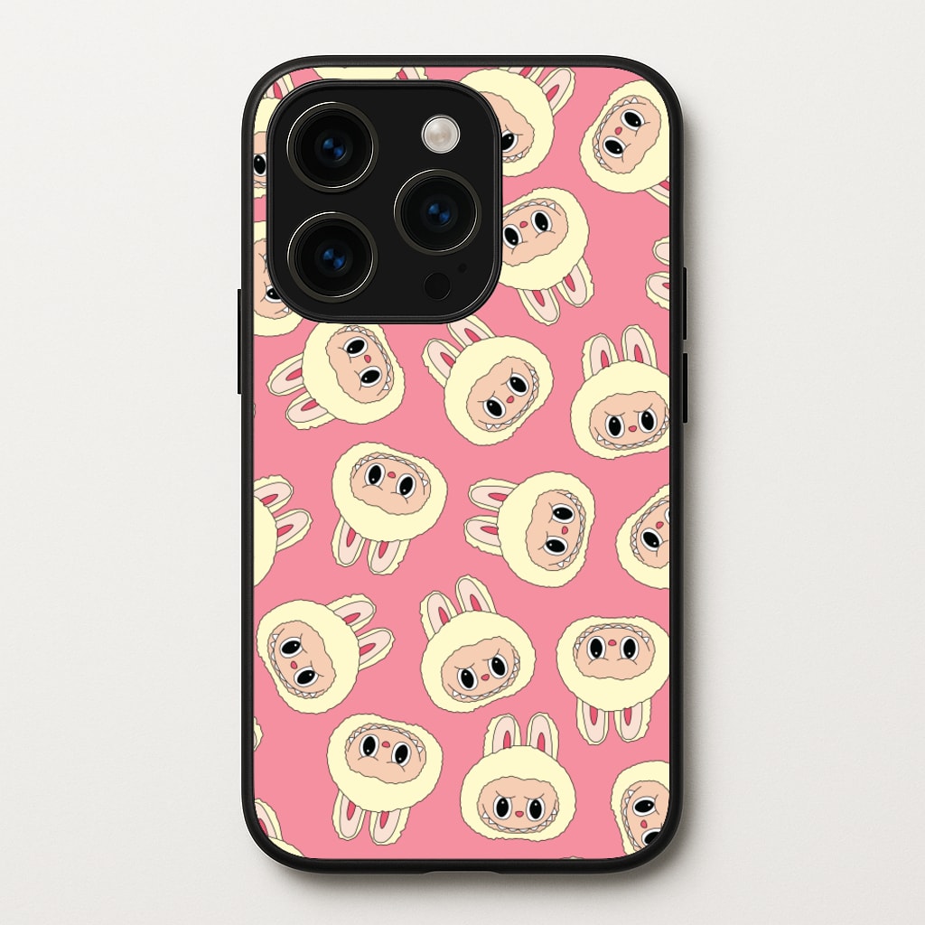 Cute Cream Monster Face Pattern - Plushy Phone Case for iPhone 14 Pro Max
