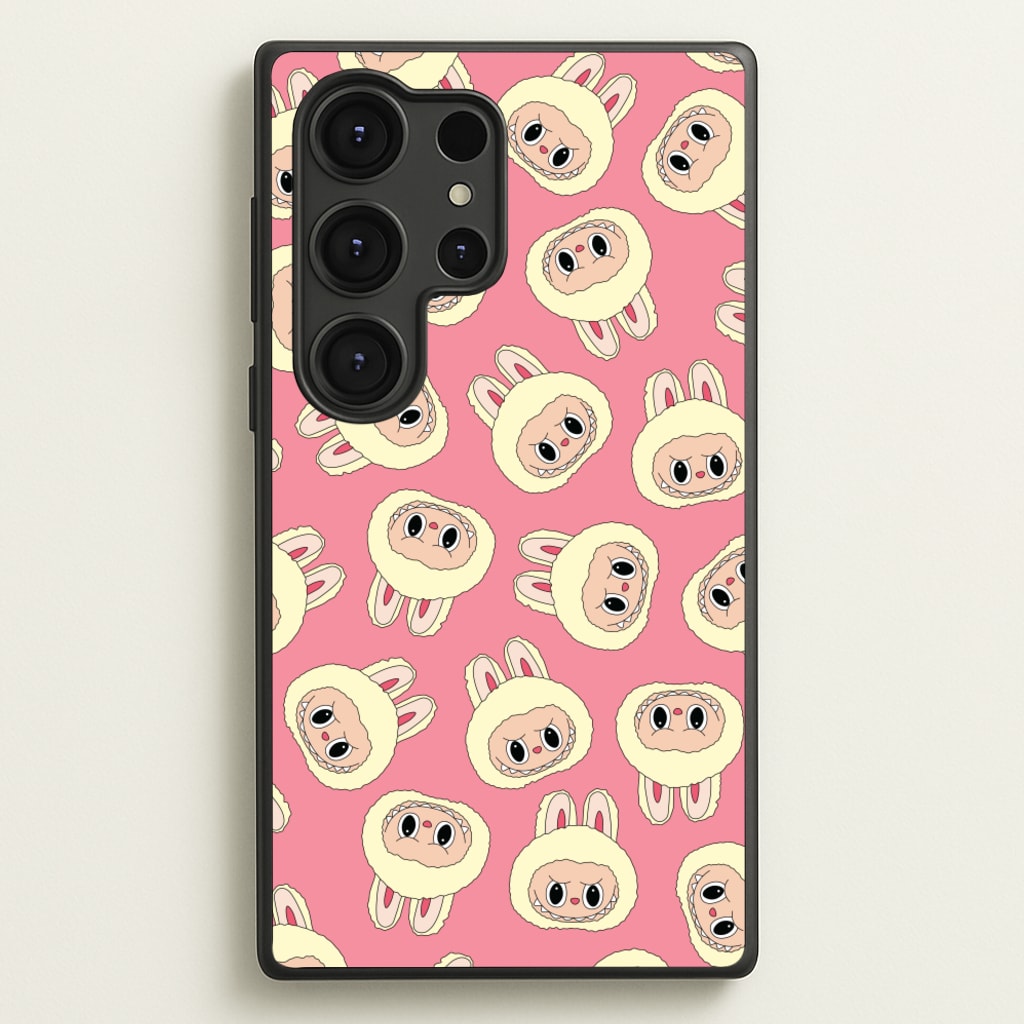 Cute Cream Monster Face Pattern - Plushy Phone Case for Galaxy S25 Ultra