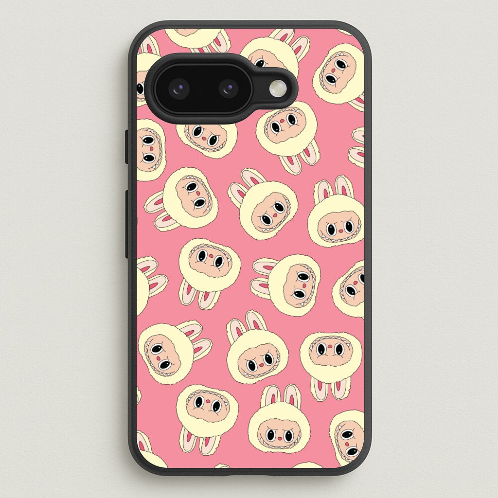 Cute Cream Monster Face Pattern - Plushy Phone Case for Google Pixel 9a