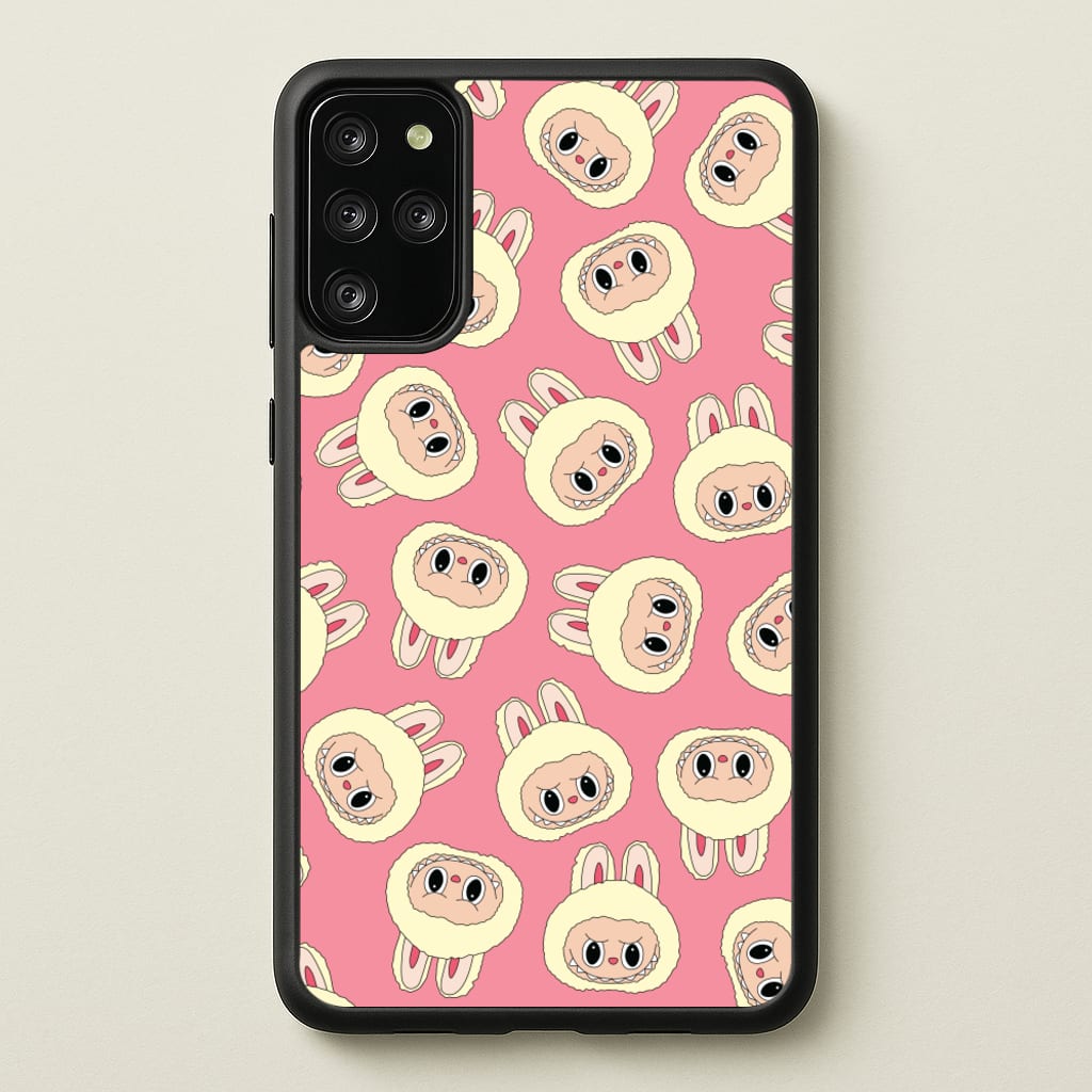 Cute Cream Monster Face Pattern - Plushy Phone Case for Galaxy S20 Plus