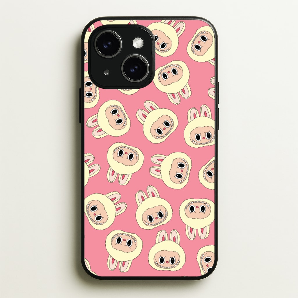 Cute Cream Monster Face Pattern - Plushy Phone Case for iPhone 15