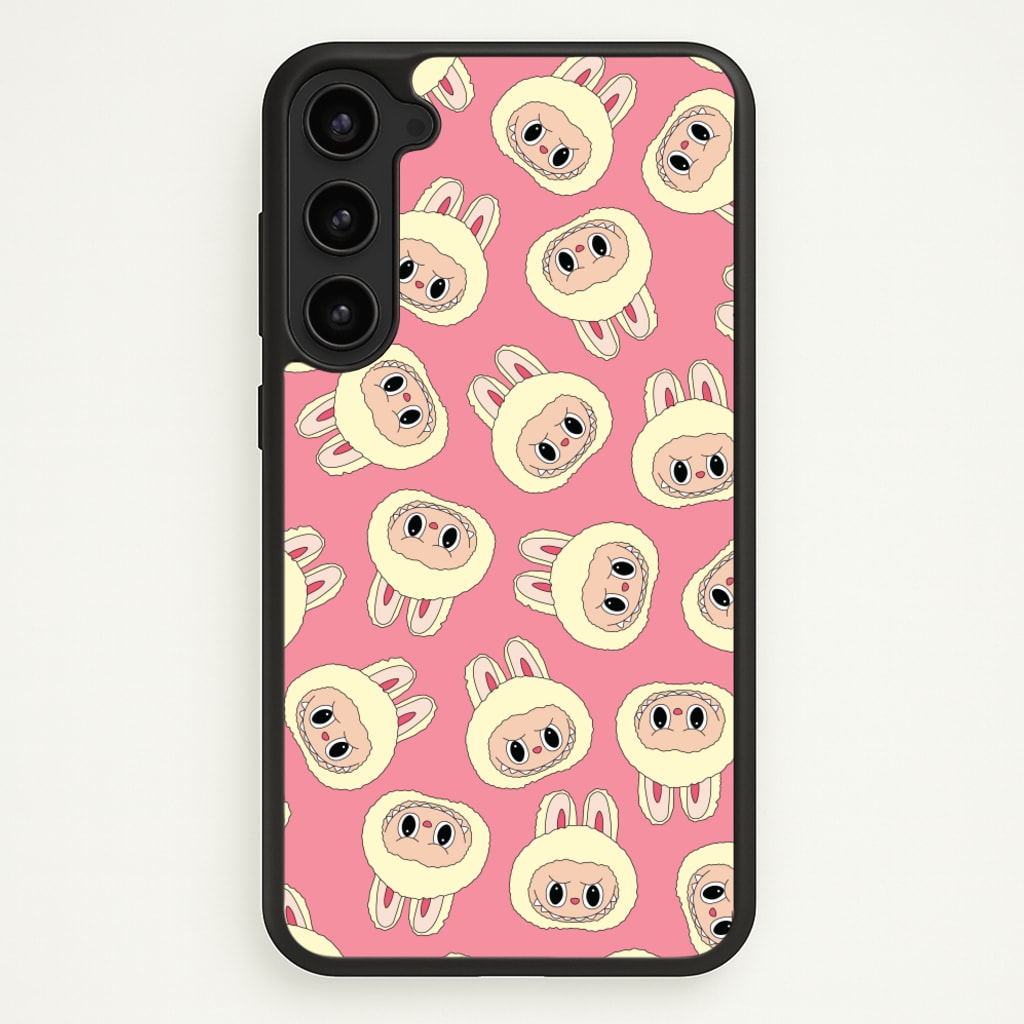 Cute Cream Monster Face Pattern - Plushy Phone Case for Galaxy S23