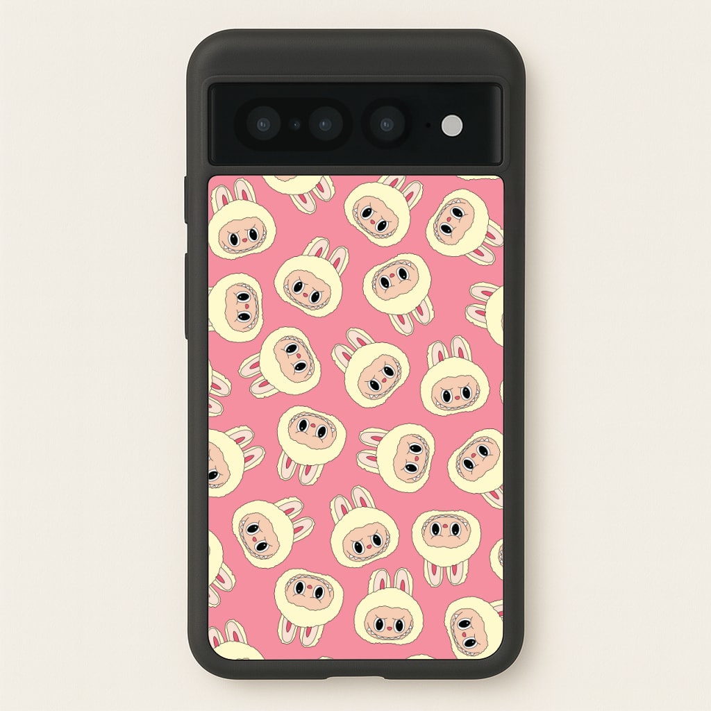 Cute Cream Monster Face Pattern - Plushy Phone Case for Google Pixel 7 Pro