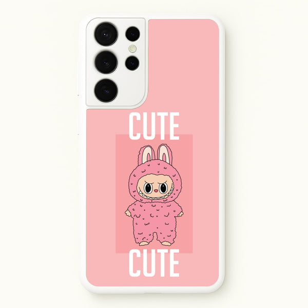 Cute Pink Monster - Plushy Phone Case for Galaxy S21 Ultra