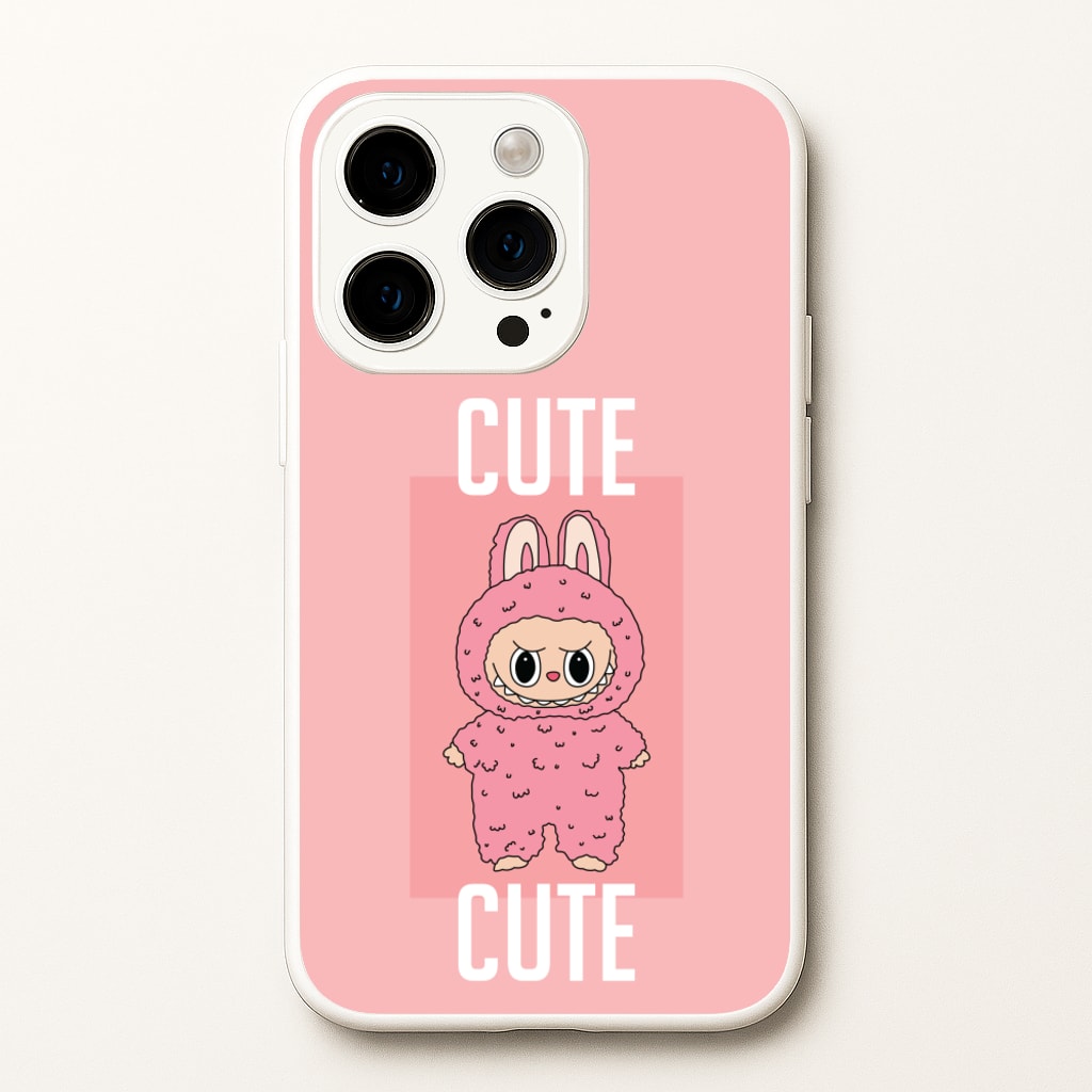 Cute Pink Monster - Plushy Phone Case for iPhone 14 Pro