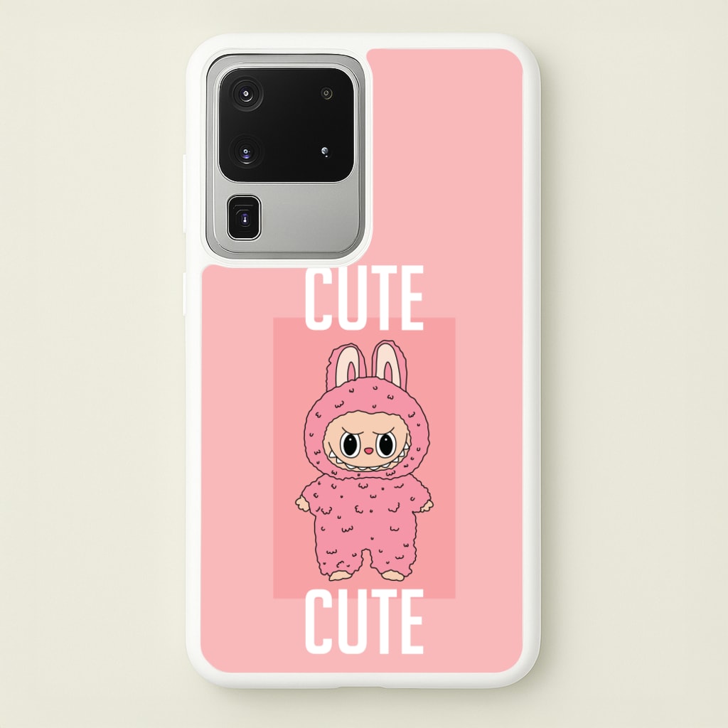 Cute Pink Monster - Plushy Phone Case for Galaxy S20 Ultra